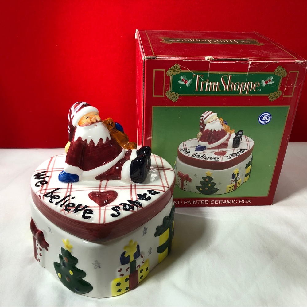 Trim Shoppe “we Believe Santa” 6.25" ￼tall Ceramic Box